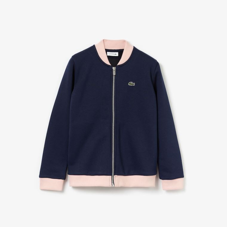 Lacoste Oversize Croc and Heart Full-Zip Bomber Jacket Tmavě Blankyt Blankyt Světle Růžové Červené | lVzzNJjn