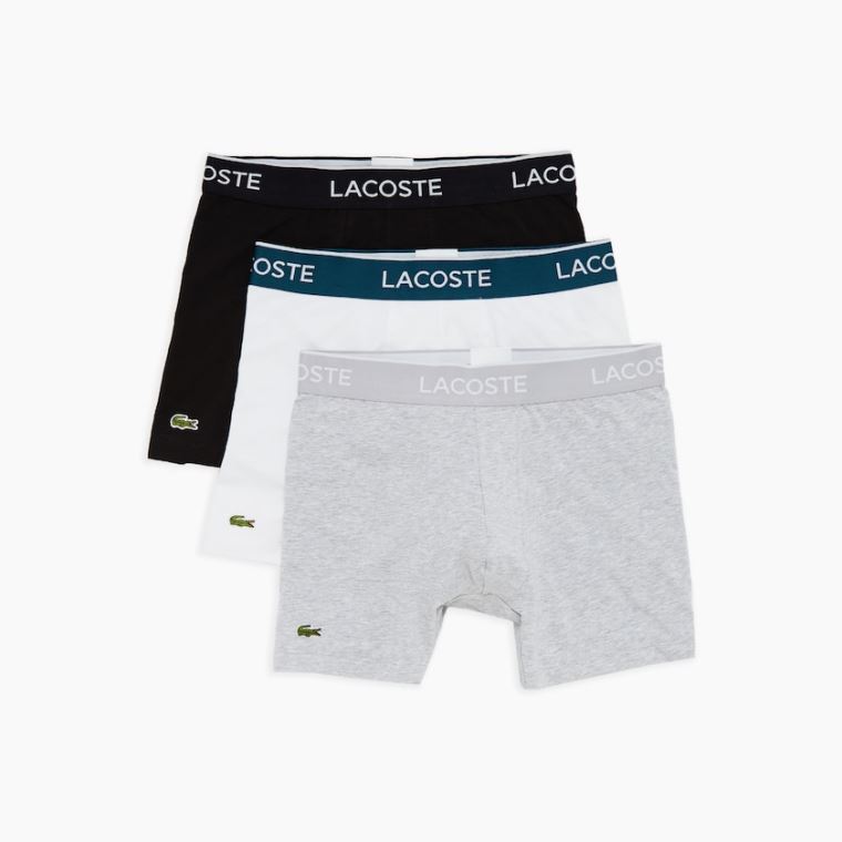 Lacoste Pack of 3 Boxerské Briefs Černé Bílé Šedé | O8vgEdYf