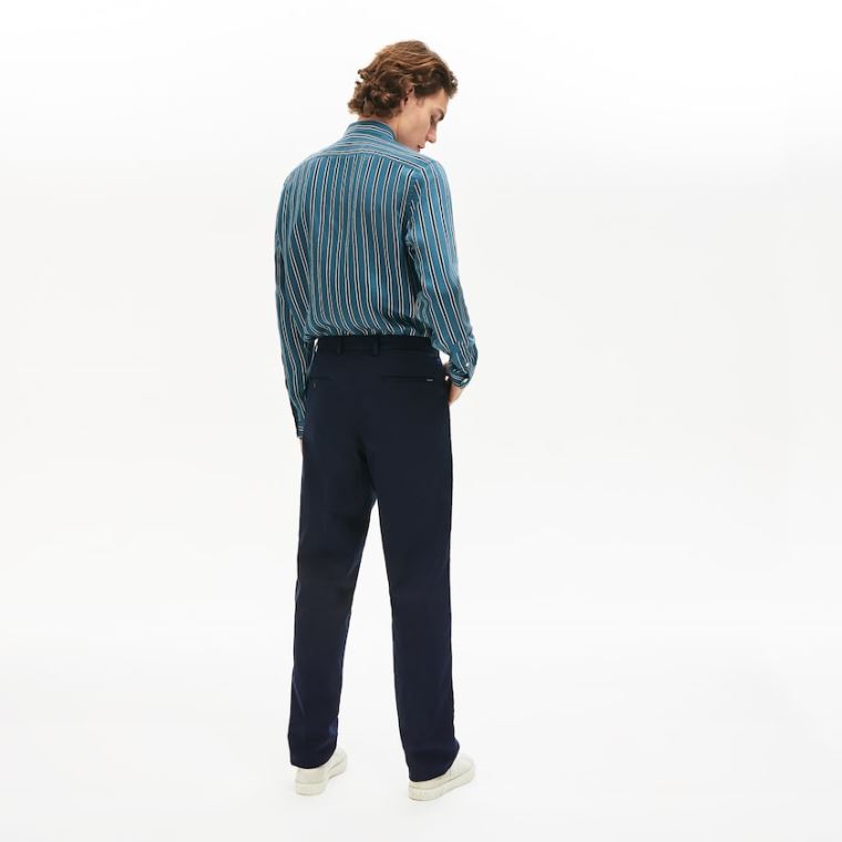 Lacoste Pleat-Front Twill Chinos Tmavě Blankyt Blankyt | KOYJWvGi