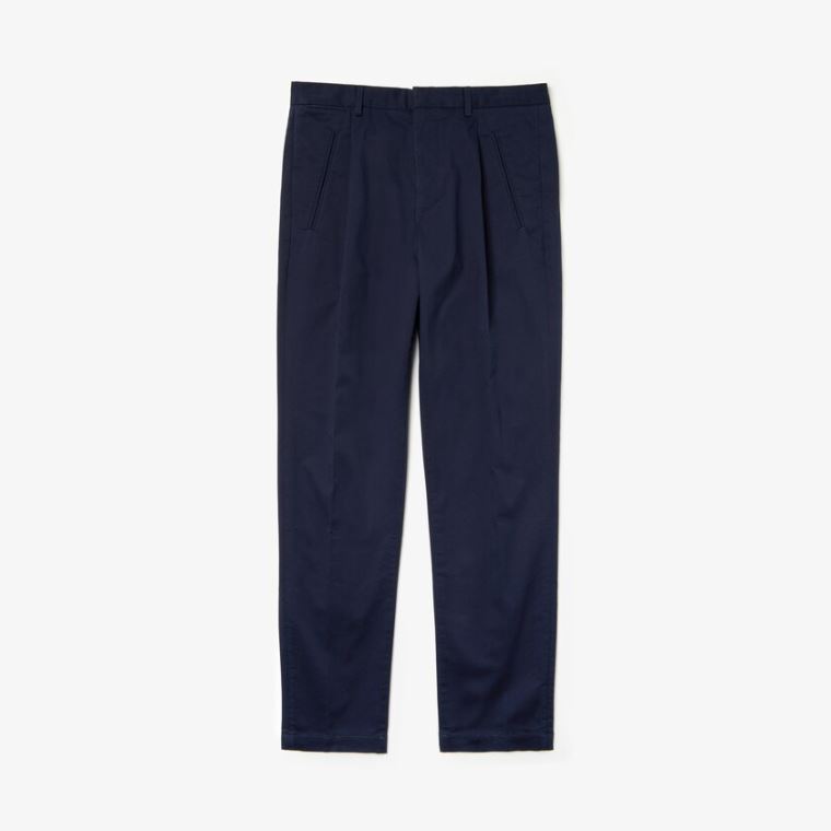 Lacoste Pleat-Front Twill Chinos Tmavě Blankyt Blankyt | KOYJWvGi