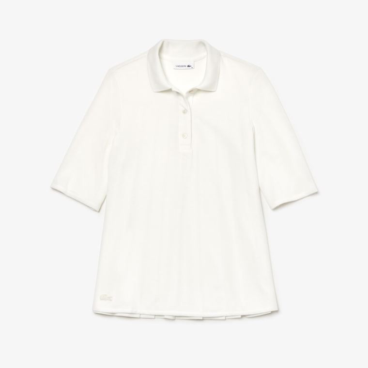 Lacoste Pleated Back Petit Piqué Polo Bílé | 1hfET0rg