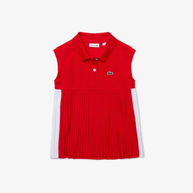 Lacoste Pleated Bavlněné Polo Červené Bílé | uK5yqkdZ