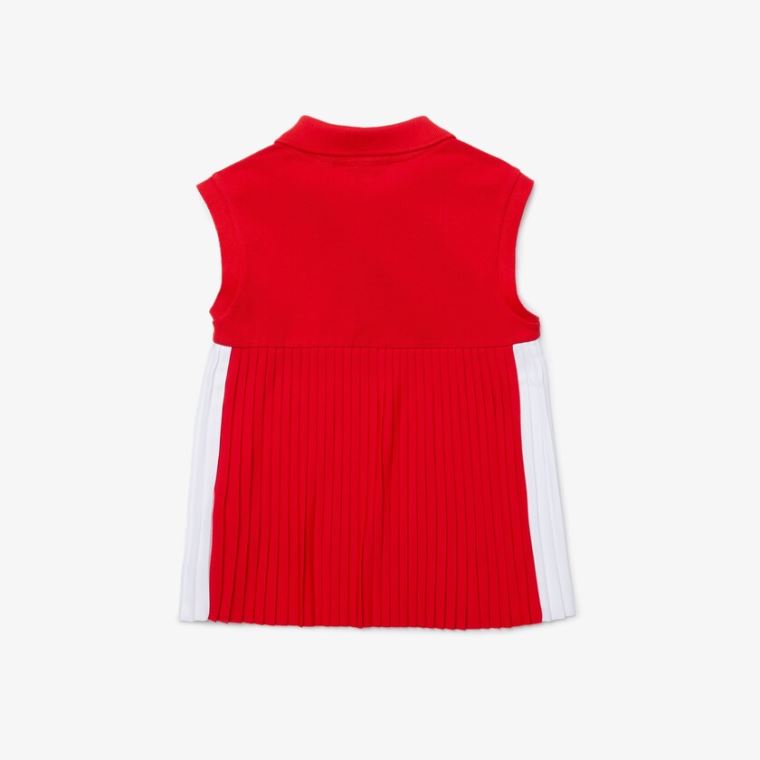 Lacoste Pleated Bavlněné Polo Červené Bílé | uK5yqkdZ