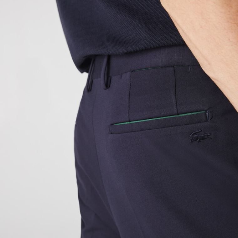 Lacoste Pleated Stretch Chino Pants Tmavě Blankyt Blankyt | VjCAkybH