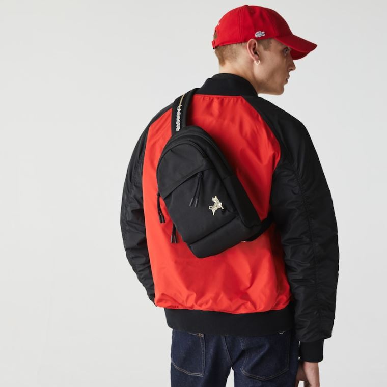 Lacoste Pocket Backpack Černé Zlaté | HW36z9Nq