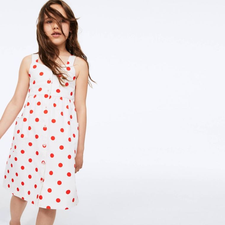 Lacoste Polka Dot Cross-back Šaty Bílé Červené | av10EQNO