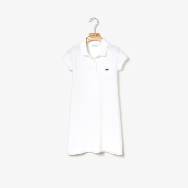 Lacoste Polo-Style Bavlněné Šaty Bílé | 7jlkH2he