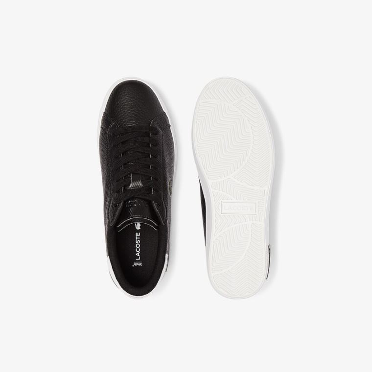 Lacoste Powercourt Læder and Syntetická Sneakers Černé Bílé | 1ydquOor