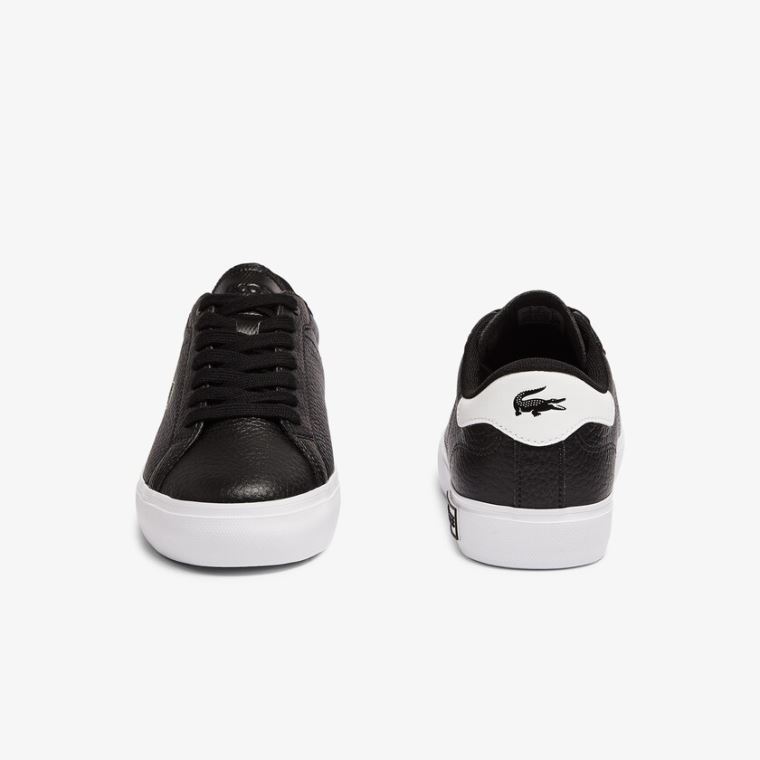 Lacoste Powercourt Læder and Syntetická Sneakers Černé Bílé | 1ydquOor