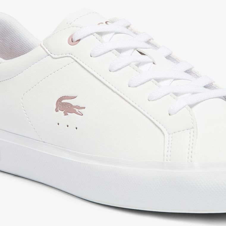 Lacoste Powercourt Syntetická Metallic Accent Sneakers Bílé Růžové | RAZ2GTbG