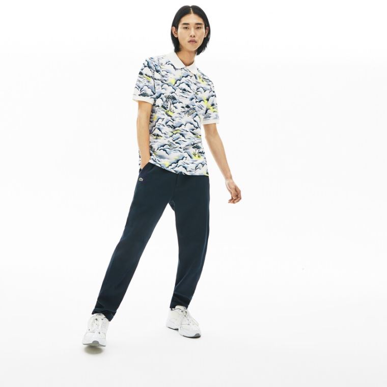 Lacoste Print Bavlněné Piqué Classic Fit Polo Shirt Fialové Žluté Bílé | xYpQg3xj