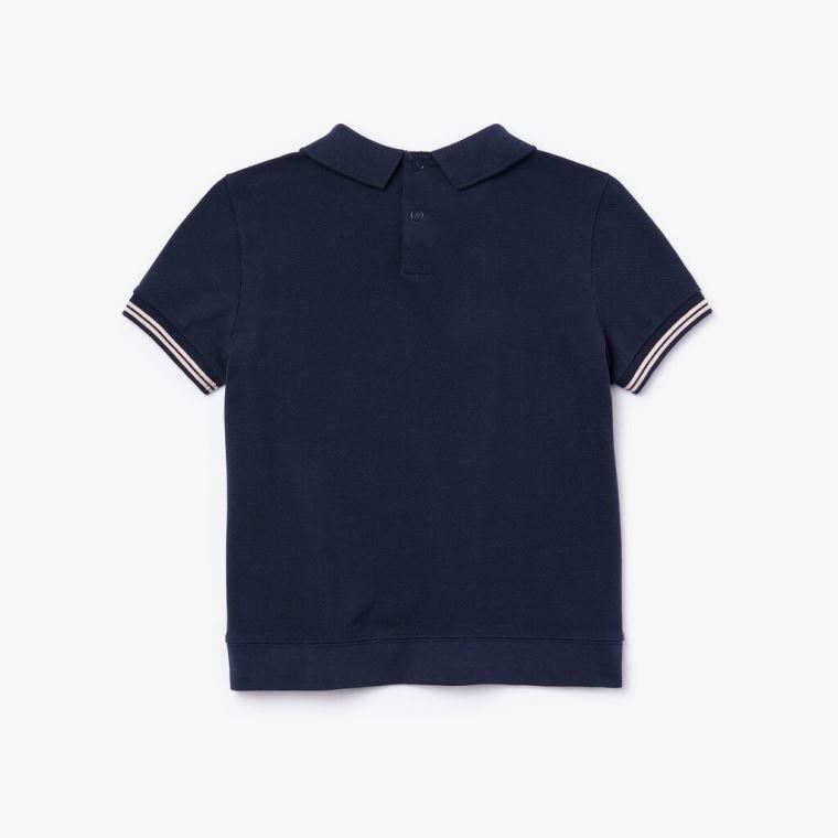 Lacoste Printed Bavlněné Piqué Polo Shirt Tmavě Blankyt Blankyt Světle Růžové | gbYlabIq