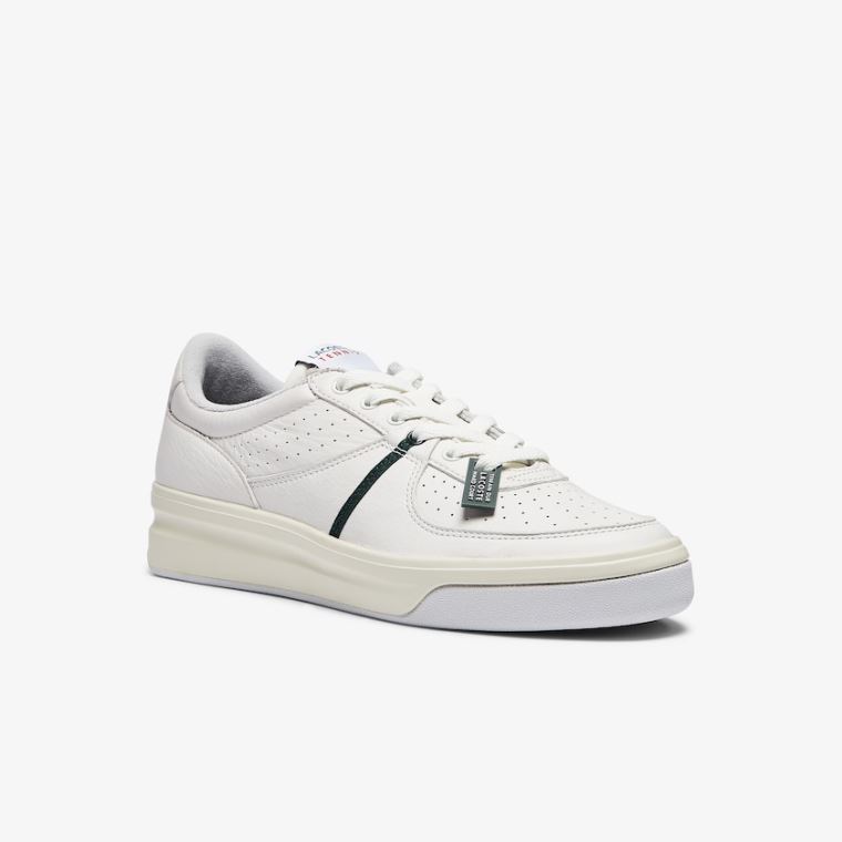 Lacoste Quantace Læder Sneakers Bílé Béžový | ECYT4666