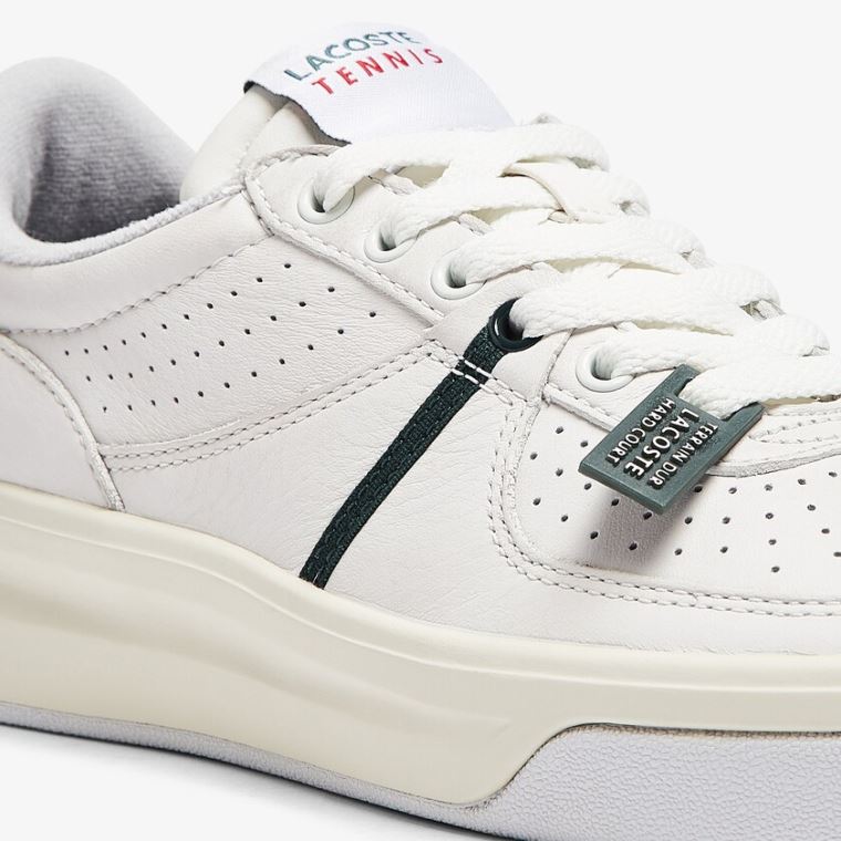 Lacoste Quantace Læder Sneakers Bílé Béžový | nFbRu96M