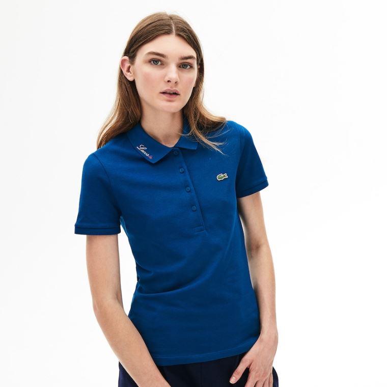 Lacoste Rainbow Script Collar Polo Blankyt | LeVOa5cn