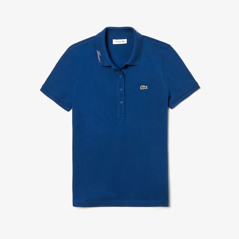 Lacoste Rainbow Script Collar Polo Blankyt | LeVOa5cn