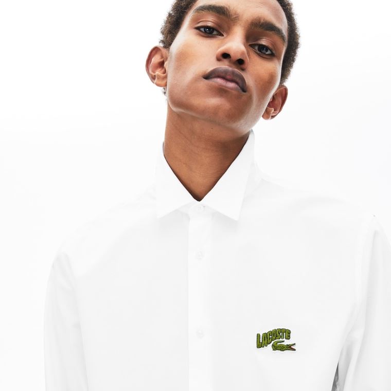 Lacoste Regular Fit Badge Logo Shirt Bílé | c20HYSdm