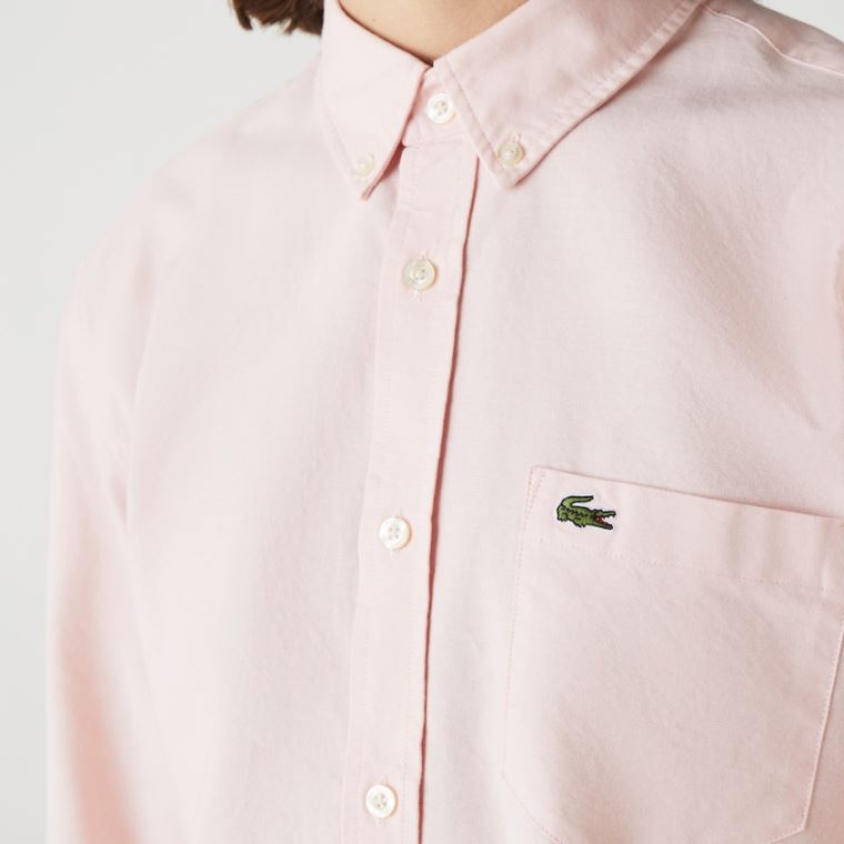 Lacoste Regular Fit Bavlněné Oxford Shirt Světle Růžové | NqfrTmaB