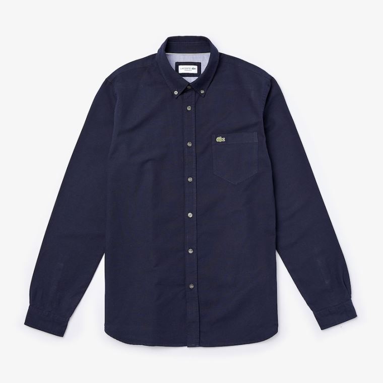 Lacoste Regular Fit Bavlněné Oxford Shirt Tmavě Blankyt Blankyt | TZBta7AT