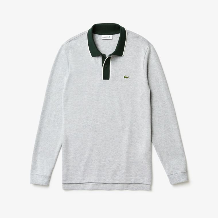 Lacoste Regular Fit Bavlněné Piqué Polo Shirt Šedé Bílé Zelene | fJhiHGom