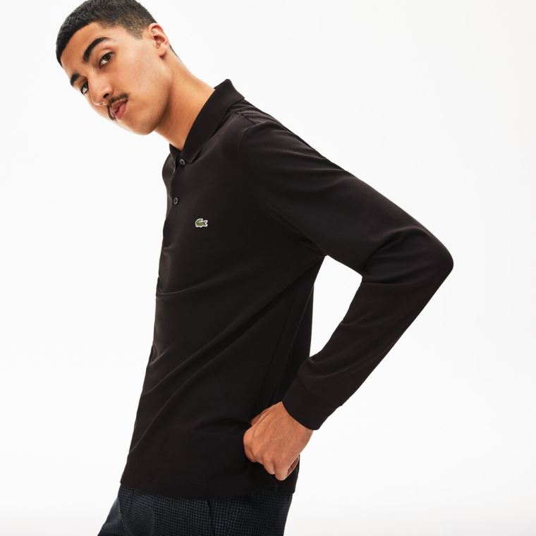 Lacoste Regular Fit Bavlněné Polo Černé | 5VlcrD8R