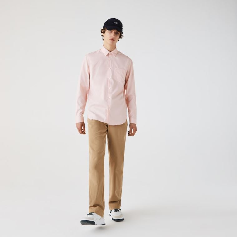 Lacoste Regular Fit Bavlněné Poplin Shirt Světle Růžové | w5mKf8XF