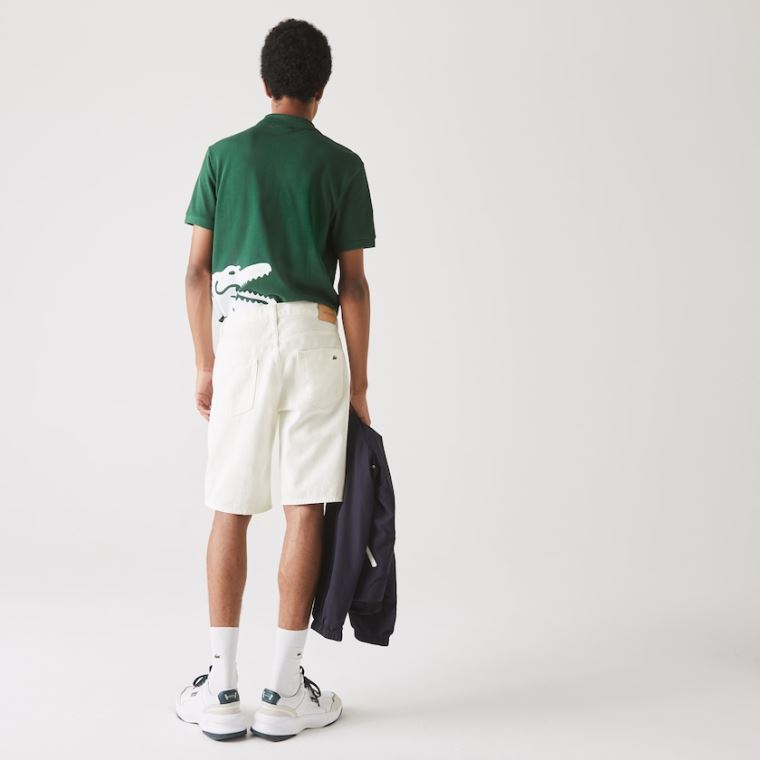 Lacoste Regular Fit Five-Pocket Denim Shorts Bílé | OPHvx7i1