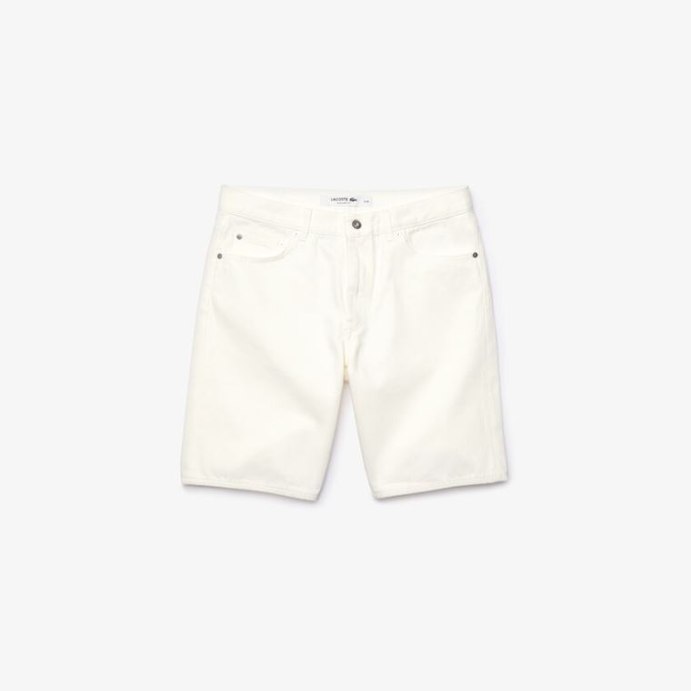 Lacoste Regular Fit Five-Pocket Denim Shorts Bílé | OPHvx7i1