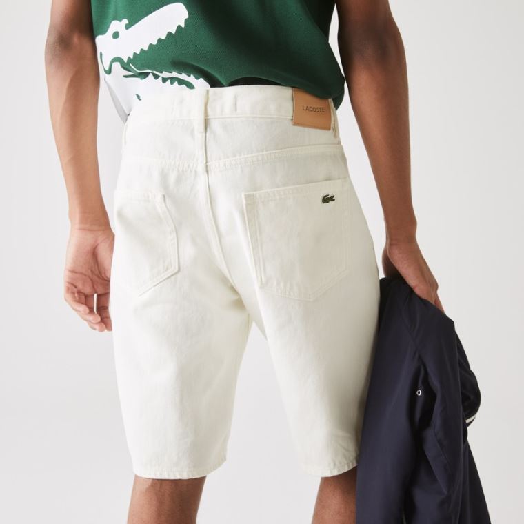 Lacoste Regular Fit Five-Pocket Denim Shorts Bílé | OPHvx7i1