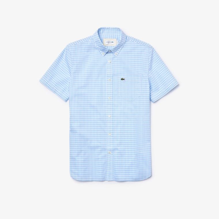 Lacoste Regular Fit Gingham Poplin Shirt Bílé Blankyt | qKbJw5uc