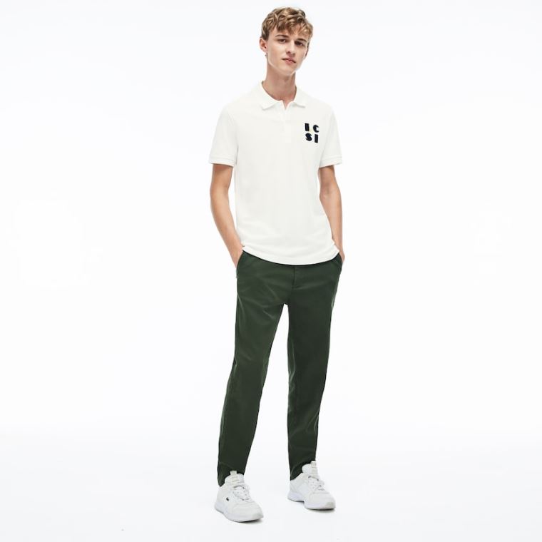 Lacoste Regular Fit LCST Lettering Petit Piqué Polo Bílé | 8dyZDgV0