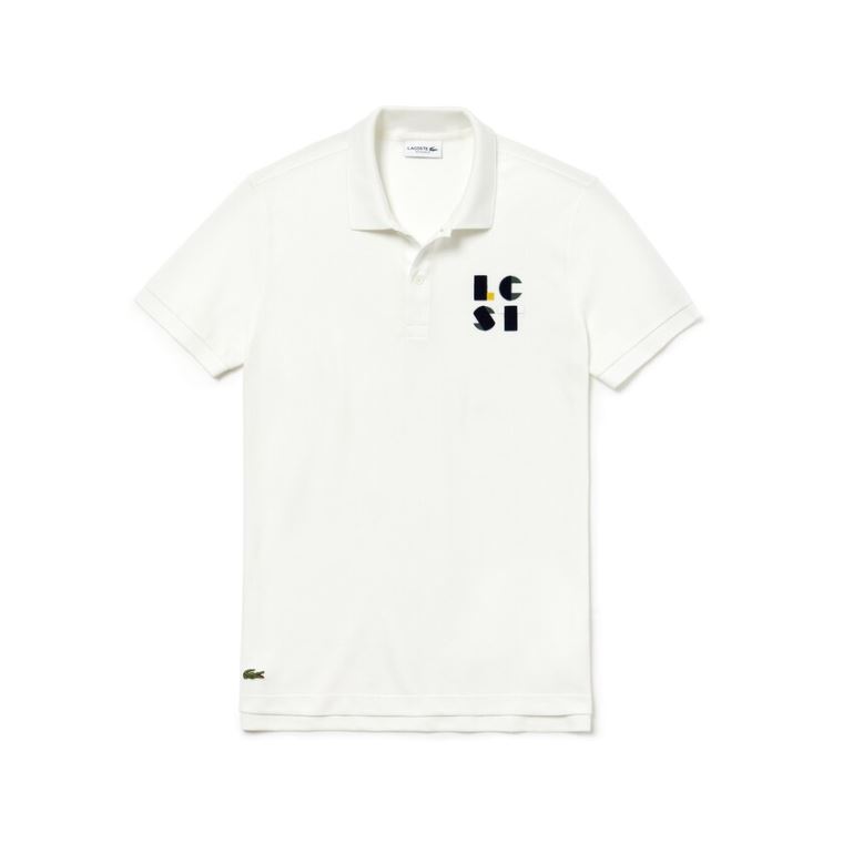 Lacoste Regular Fit LCST Lettering Petit Piqué Polo Bílé | 8dyZDgV0