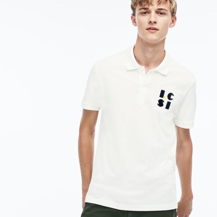 Lacoste Regular Fit LCST Lettering Petit Piqué Polo Bílé | 8dyZDgV0