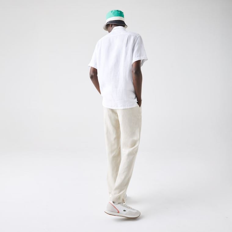 Lacoste Regular Fit Linen Shirt Bílé | ebFCbOtJ