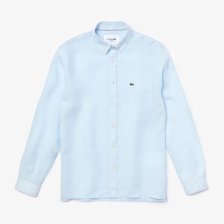 Lacoste Regular Fit Linen Shirt Světle Blankyt | wprQqtZ5