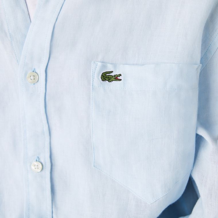 Lacoste Regular Fit Linen Shirt Světle Blankyt | wprQqtZ5