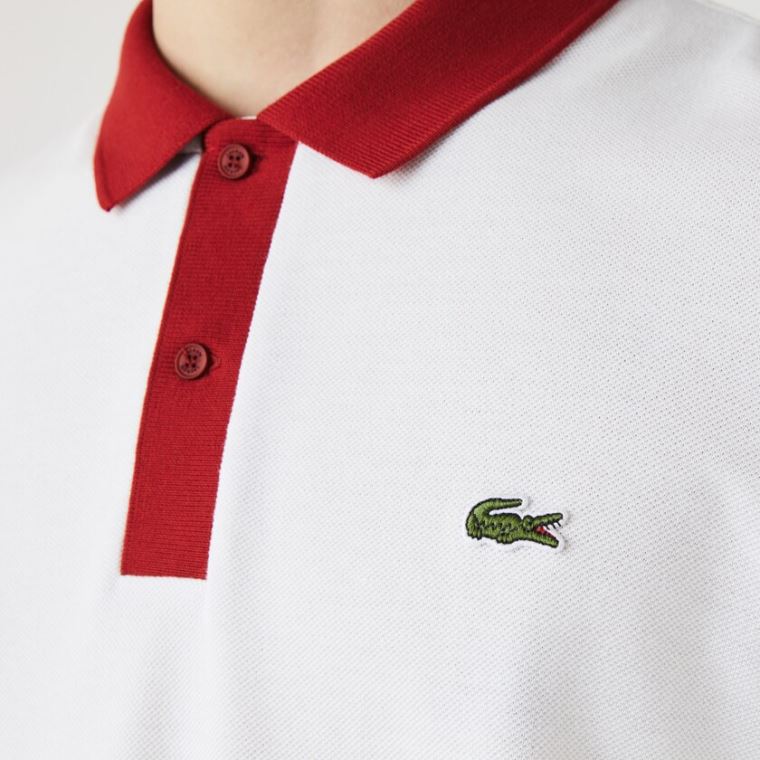 Lacoste Regular Fit Made in France Polo Shirt Bílé Tmavě Červené Tmavě Blankyt Blankyt | cLErzLKn