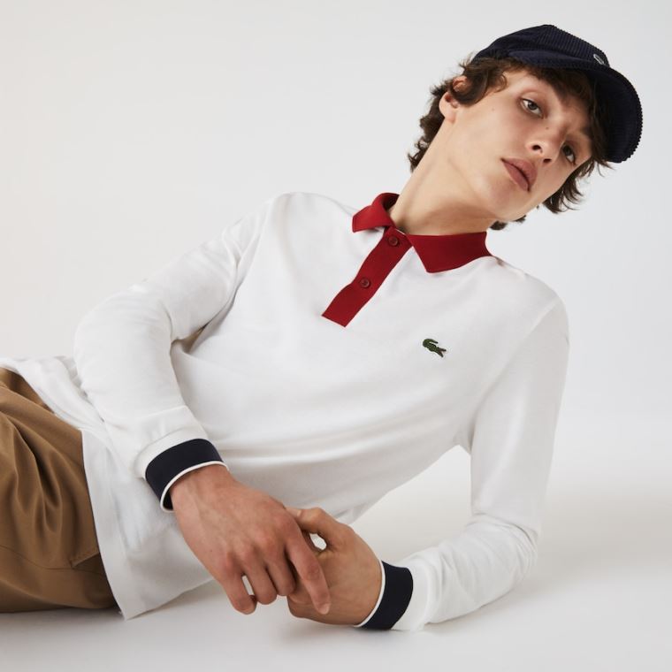 Lacoste Regular Fit Made in France Polo Shirt Bílé Tmavě Červené Tmavě Blankyt Blankyt | cLErzLKn