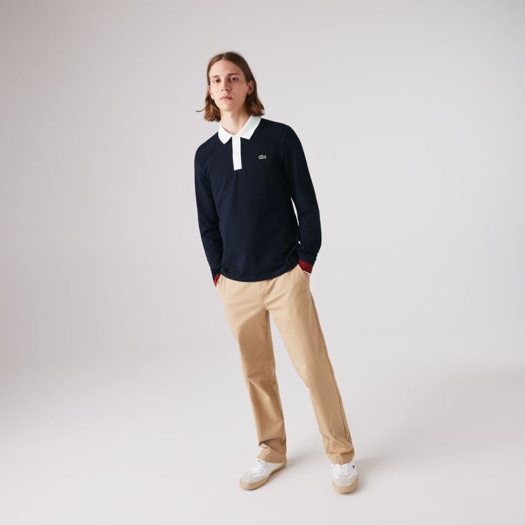 Lacoste Regular Fit Made in France Polo Shirt Tmavě Blankyt Blankyt Bílé Tmavě Červené | vqzJqiC4