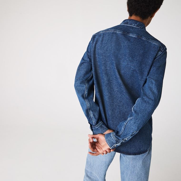 Lacoste Regular Fit Natural Bavlněné Denim Shirt Blankyt | rS2caZz2