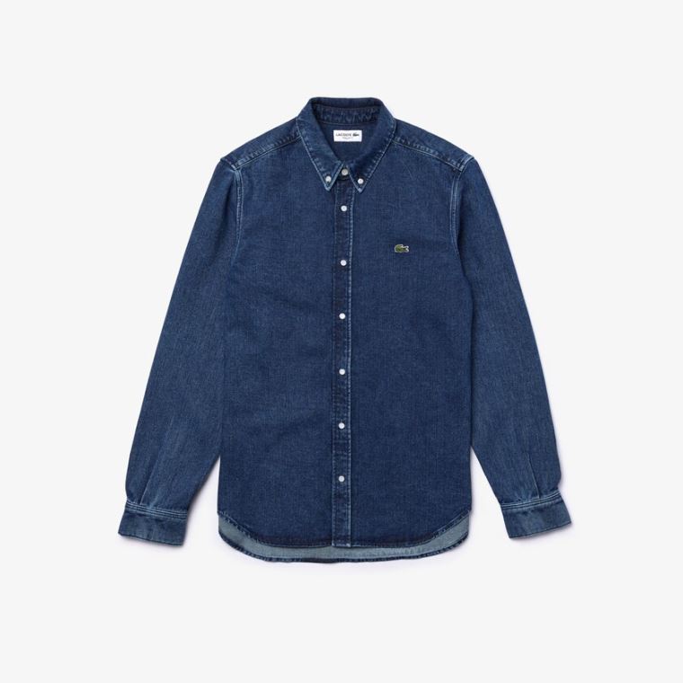 Lacoste Regular Fit Natural Bavlněné Denim Shirt Blankyt | rS2caZz2