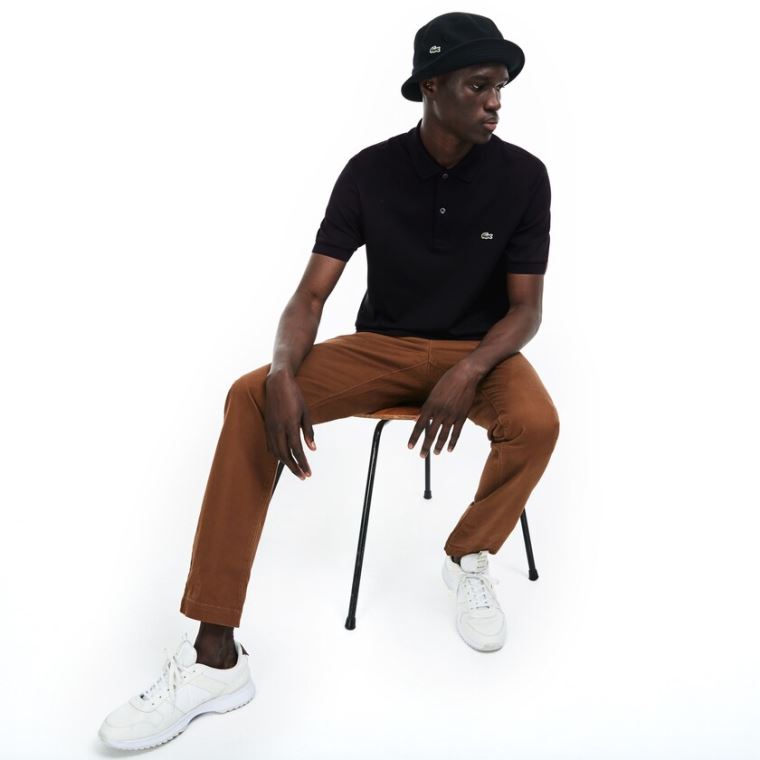 Lacoste Regular Fit Soft Bavlněné Polo Černé | 37cK9wn9