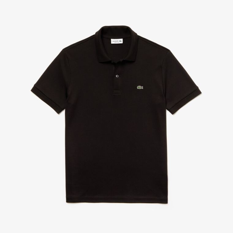 Lacoste Regular Fit Soft Bavlněné Polo Černé | 37cK9wn9