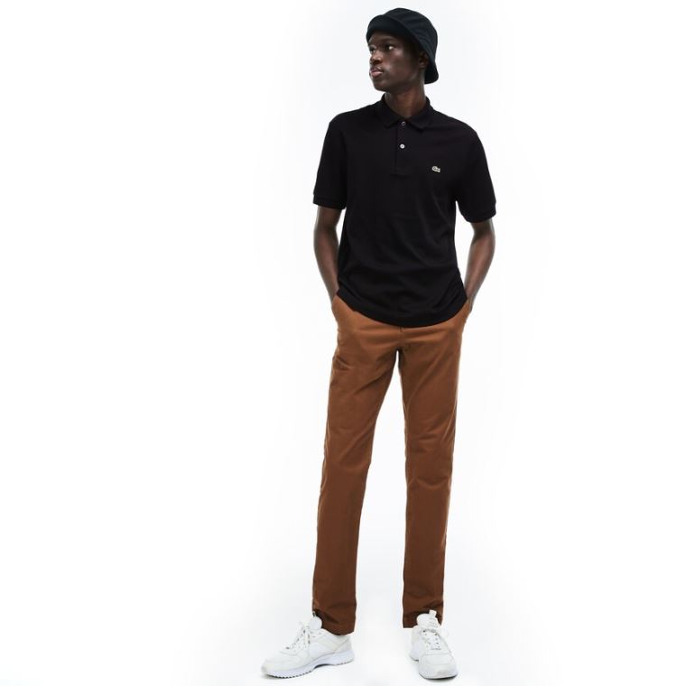 Lacoste Regular Fit Soft Bavlněné Polo Černé | 37cK9wn9