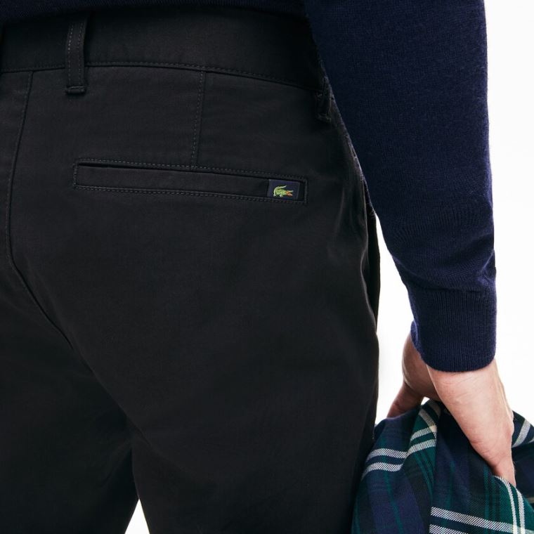 Lacoste Regular Fit Stretch Bavlněné Chinos Černé | Iry7CslN