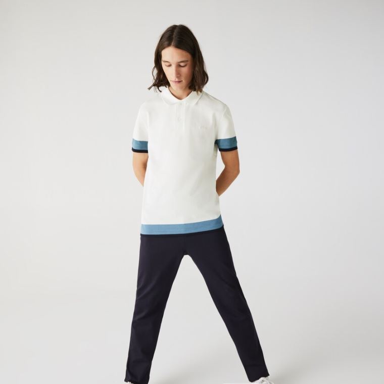 Lacoste Regular Fit Textured Bavlněné Piqué Polo Bílé Blankyt Tmavě Blankyt Blankyt | kJCyRQkf