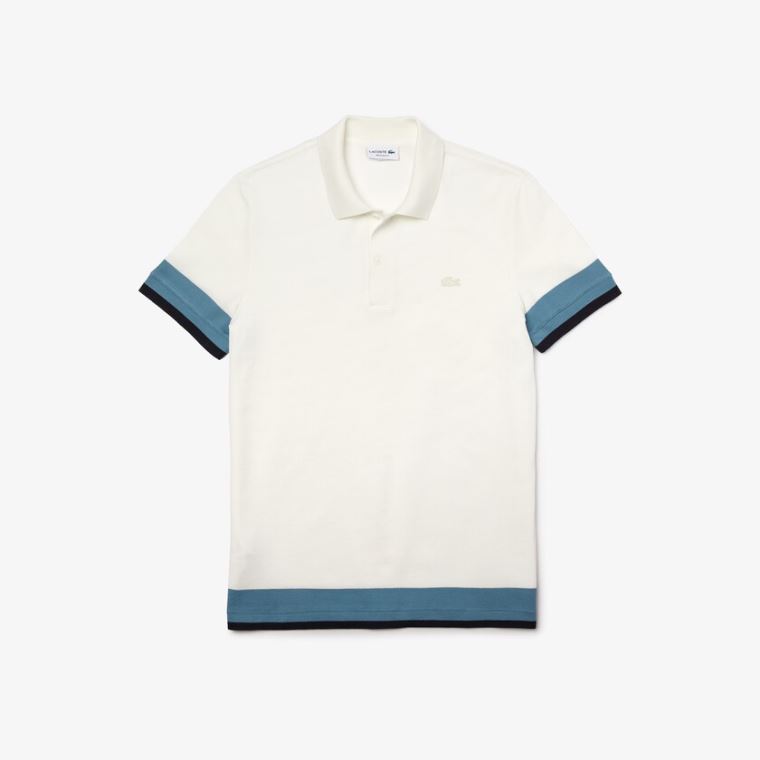 Lacoste Regular Fit Textured Bavlněné Piqué Polo Bílé Blankyt Tmavě Blankyt Blankyt | kJCyRQkf