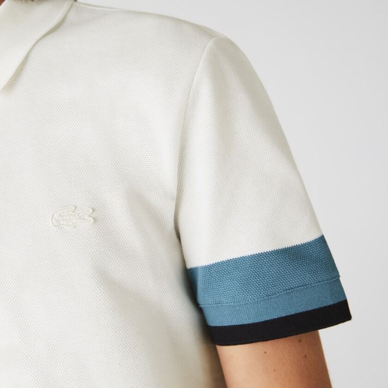 Lacoste Regular Fit Textured Bavlněné Piqué Polo Bílé Blankyt Tmavě Blankyt Blankyt | kJCyRQkf