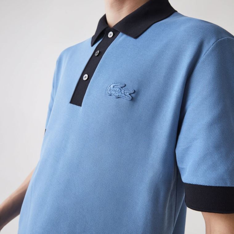 Lacoste Relaxed Fit Textured Bavlněné Piqué Polo Blankyt Tmavě Blankyt Blankyt | Y29WDhH0