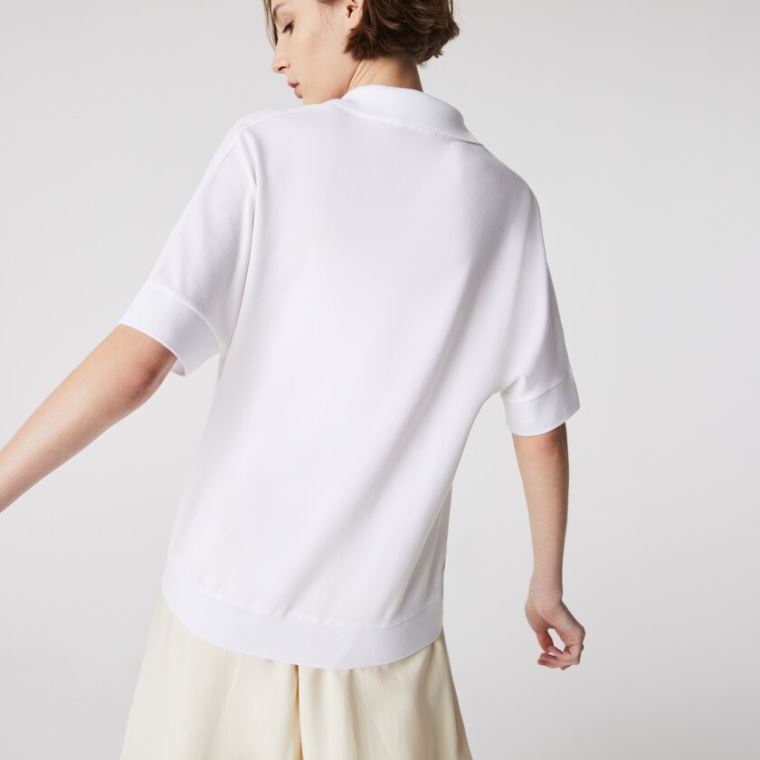 Lacoste Relaxed Piqué Polo Bílé | Drq31mJU